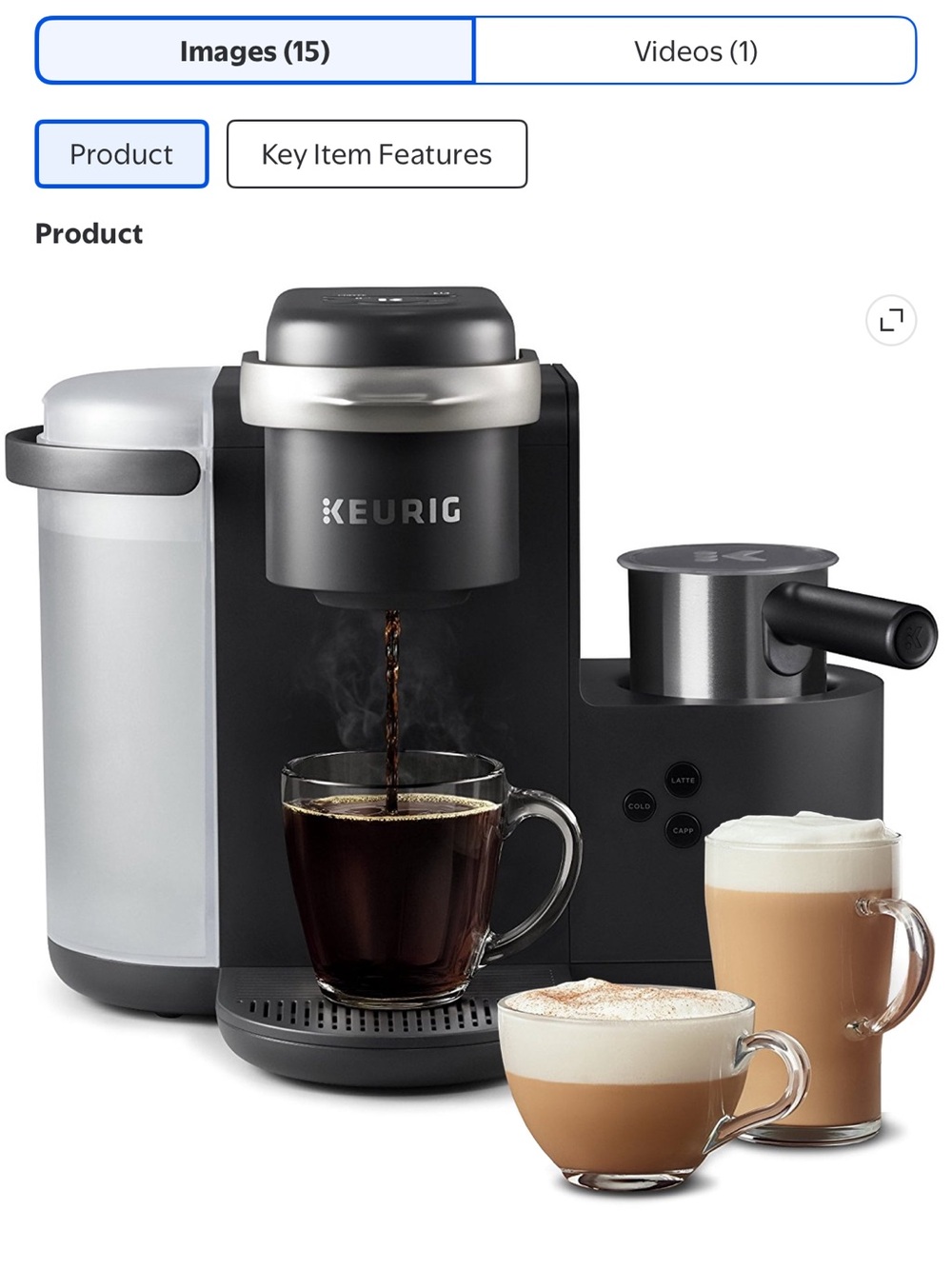 Keurig Black and Silver Single-Serve Coffee & Milk Frother System